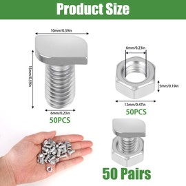 50 Sets Greenhouse Nuts and Bolts, Cropped Head Greenhouse Bolts & Nuts for Aluminium Frames, Rust-Resistant Fasteners for Building, Repairing and Maintaining Greenhouses