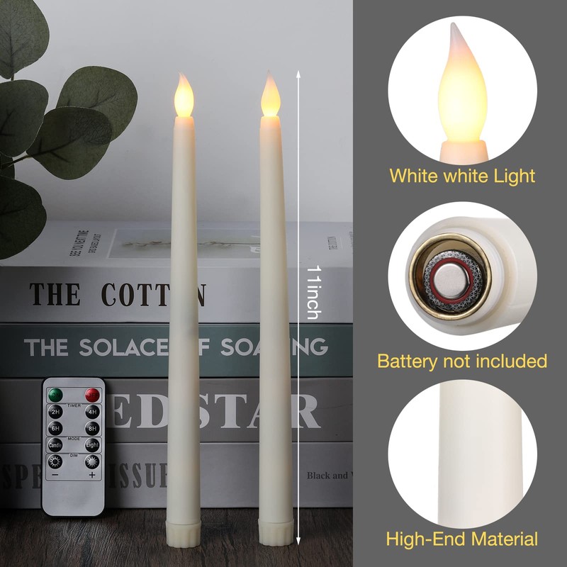 Tuanse 24 Pack Christmas Flameless Flicker Taper Candles with Remote
