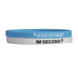 Christian Silicone Bracelet Set - "God is First, I Am Second" Inspirational Wristbands | Faith-Based Jewelry for Men/Women | Multi-Color Religious Gifts for Church, Youth Groups, Baptism-F