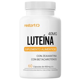Restart Luteína 40mg + Zeaxantina | Complejo de Carotenoides de Máxima Concentración con Betacaroteno y Zinc Aminoquelado | Suplemento Vegano Sin Rell