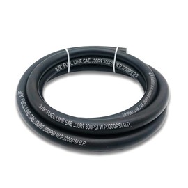 3/8 Inch ID Fuel Line Hose, J30R9 NBR Rubber Push Lock Hose High-Pressure 300PSI Gasoline Tube with 10 PCS SS Clamps for Fuel Systems Engines 10FT