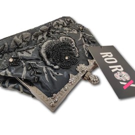 Ro Rox Marie Clutch Bag 1920s Peaky Blinders Beaded Vintage Elegant Purse, Black, One Size