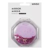 Miniso Espejo Plegable Hexagonal Con Brillantina Rosa 7.7cm Miniso