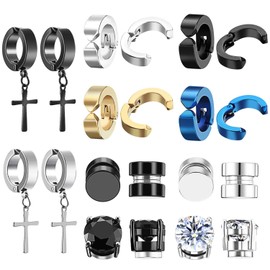 TUPARKA 10 Pairs Magnetic Earrings Unisex Stainless Steel Clip On Earrings Non Piercing Stud Earrings Zircon Ear Cuff for Women Men