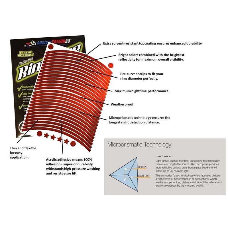 customTAYLOR33 Red High Intensity Grade Reflective Copyrighted Safety Rim Tapes