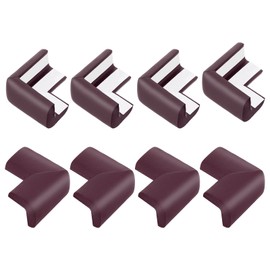 sourcing map Corner Protectors, 8 Pcs Furniture Corner Guards and Edges Safety Bumpers, Soft Rubber Foam Cushions for Fireplace, Table, Stair, Cabinet Edges and Sharp Corners (Dark Brown)