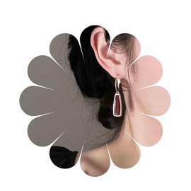 Inilbran Boho Coral Drop Earrings Red Coral Square Earrings Vintage Coral Gemstone Dangle Hoop Earrings Gold Square Coral Stone Earrings Jewellery for Women and Girls, Zinc, No Gemstone