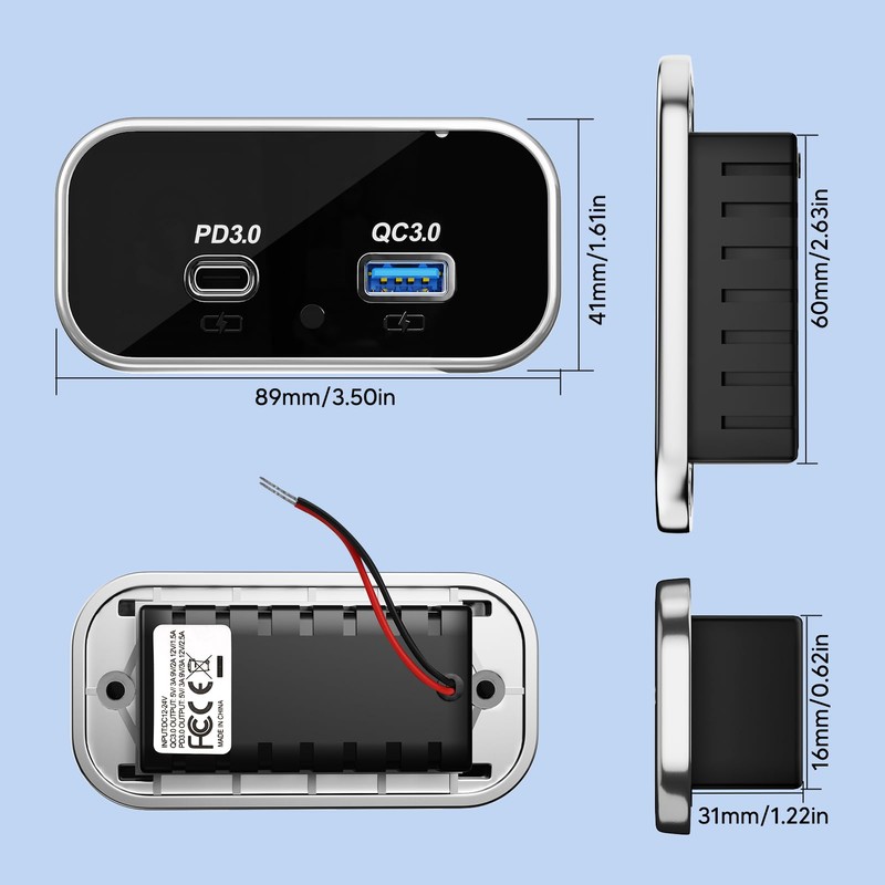 Kriogor USB C Socket 12 V Motorhome Charger, PD3.0 &