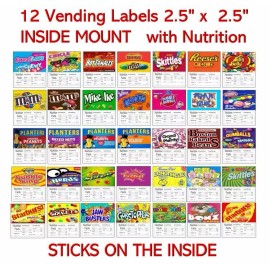Unbranded/Generic 12 INSIDE MOUNT 2.5 x 2.5 Vending Labels Stickers NUTRITION
