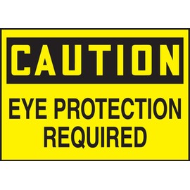 Accuform LPPE612XVE Adhesive Dura-Vinyl Safety Label, Legend "Caution Eye Protection Required", 3.5" Length x 5" Width x 0.006" Thickness, Black on Yellow