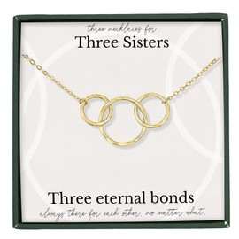 Sister Gifts from Sisters from brother Sister necklace set for 2 3 4 5 Big Sis Lil Sis Jewelry Sentimental Birthday Wedding Present Message card Infinity Linked Circles pendant Sterling Silver Gold