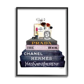 Stupell Industries Glam Fashion Book Set With Makeup Black Framed Wall Art, 11 x 14, Design By Artist Amanda Greenwood