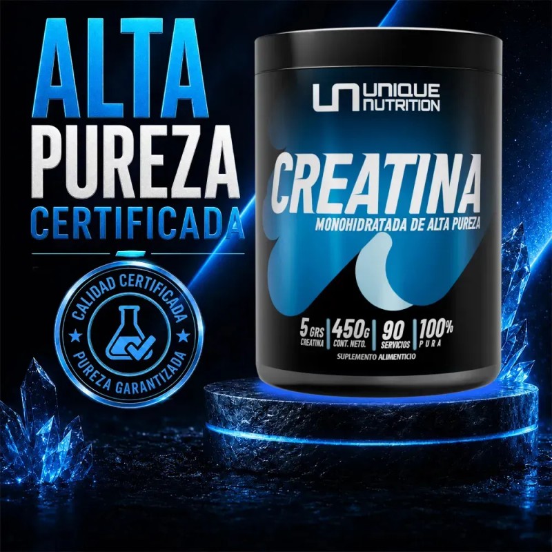 Unique nutrition creatina monohidratada pura 450g 90 serv