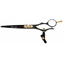 Kissaki Hair Scissors Gokatana 6.0 inches Double Swivel Black W Titanium Hair Cutting Shears
