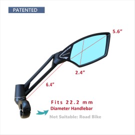 MEACHOW NEW Handlebar Bike Mirror, Scratch Resistant Glass Lens, Ultra-HD, E-bike Mirror, Bicycle Mirror, Rotatable Safe Rearview Mirror, (Blue Right Side) ME-011RB