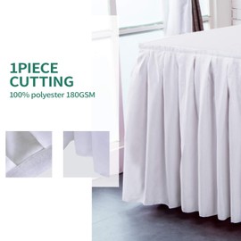 Surmente Tablecloth 14 ft Polyester Table Skirt for Weddings, Banquets, or Restaurants(White，10 Pack) … …