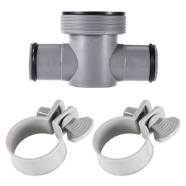 Lyreh 3pcs Pool T Joint Set Compatible with Coleman & Intex P61408, 1.25in to 1.5in Pool Hose Adapter Connector with O Rings and Hose Clamps for Filter Pump Replacement Parts Accessories