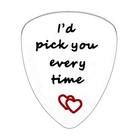 Husband Boyfriend Gifts Guitar Picks Gifts for Musician Boyfriend Gift Valentine's Day Gift for Him, Wedding Gift for Men (I'd pick you every time)
