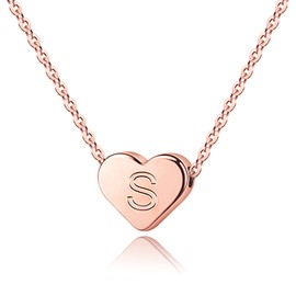 TINGN Necklaces for Girls S Initial Necklace, 14K Rose Gold Letter Necklace for Women Girls Heart Engraved Alphabet Initial Necklace for Girls Age 6 Girls Jewelry Gifts for Girls Christmas Gifts