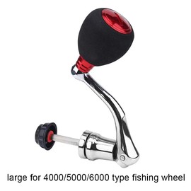 Spinning Handle Nonslip 2 Reel Replacement Handle Metal Fishing Reel Replacement Parts(Red Large for 4000 5000 6000)