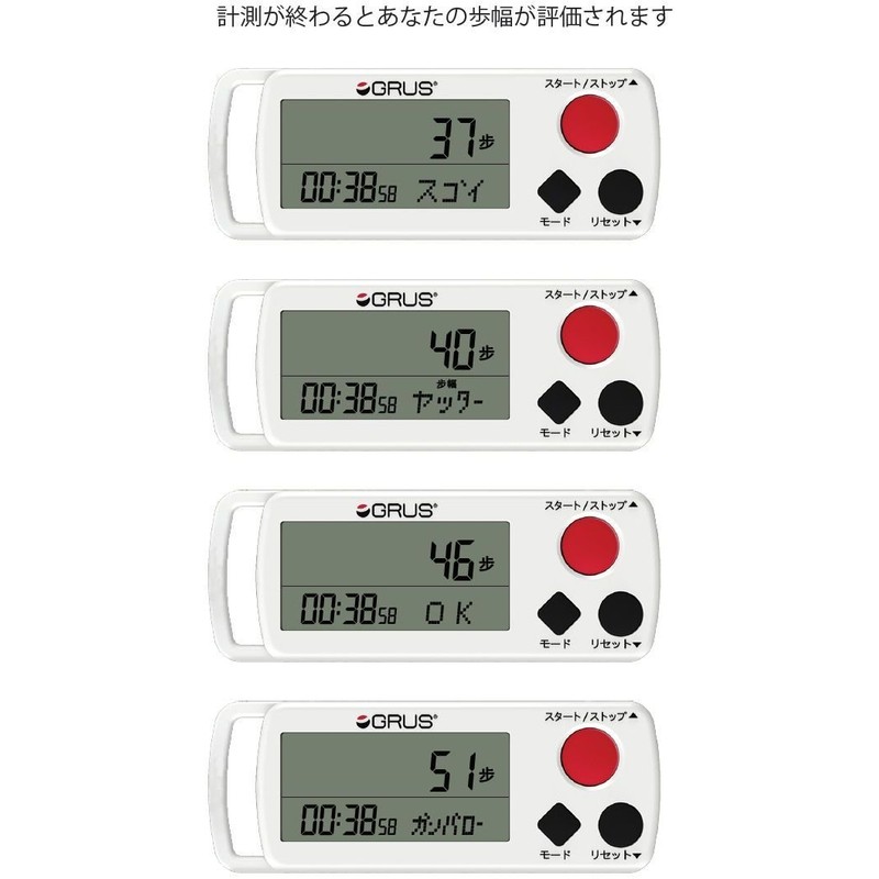 ハタチ(HATACHI) (グルス)GRUS 歩幅・心拍計測 歩数計 時計機能付 GRS002-01 WH6225