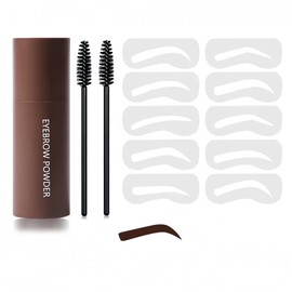 Eyebrow Stencil Kit - Eyebrow Stamp Stencil Shaping Kit - 3 in 1 Eyebrow Stencils with 10 Reusable Templates, 2 Brushes - Suitable for Sculpted Brows and Shading in Dark Brown Shade