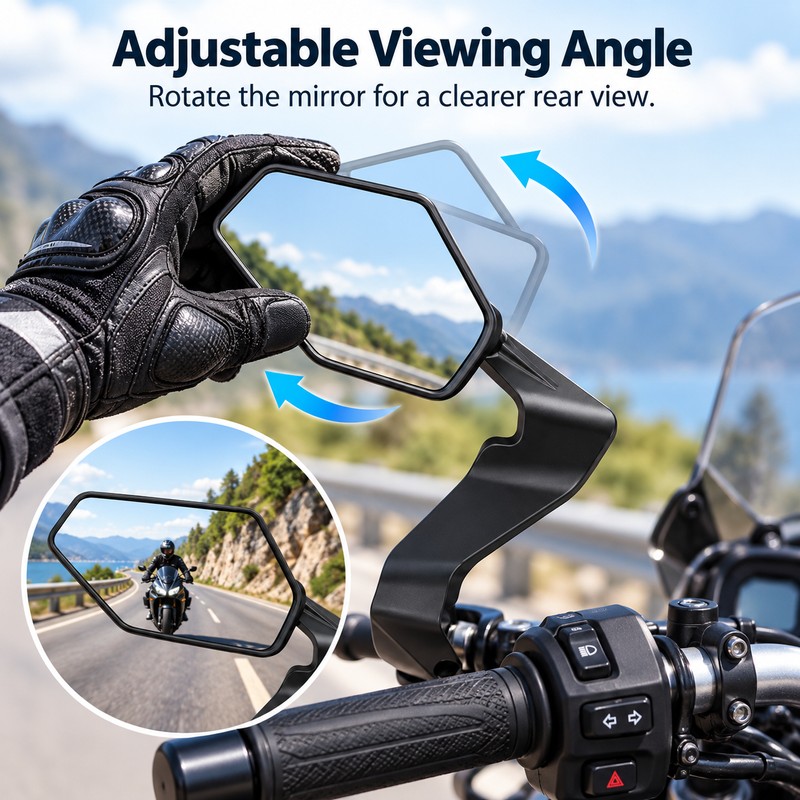 Motorcycle Rearview Mirrors for Riding – Adjustable Rotating Metal Side