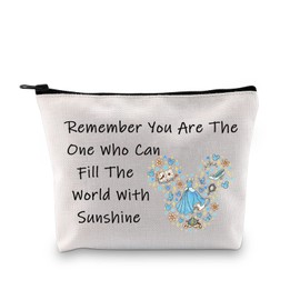 JXGZSO Cinderella Makeup Bag Travel Cosmetic Bag Remember You Are The One Who Can Fill The World With Sunshine Fairytales Fan Gift