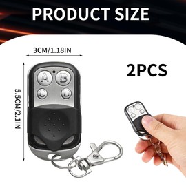 2 Pack Universal 433MHz Garage Door Remote Control Key Fob, Electric Gate Opener, Wireless Cloning Key Fob for Garage, Electric Gates, Universal Garage Door Opener Remote (Set C)