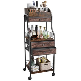 HapiRm Floor Makeup Organizer Storage - Skincare Make Up Organizers and Storage with Drawers, Vanity Organizer Cosmetics Display Cases Holder for Skin Care Nail Polish Perfume Makeup Brush