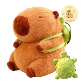 Capybara Plush with Turtle Backpack, Kawaii Capybara Doll Stuffed Birthday Gifts Party Decoration, Cute Plush Toy for Girls Cartoon Fans