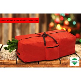 ADEPTNA Heavy duty Christmas Tree Storage Bag - Suitable Xmas Tree Up to 7ft -Double Stitched Zip Carry Handles (RED)