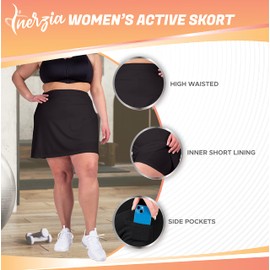 Inerzia 2 Pack Skorts Plus Size Skirts for Women High Waisted Active Skort Golf and Tennis Skirts for Women, Black and White, 2X