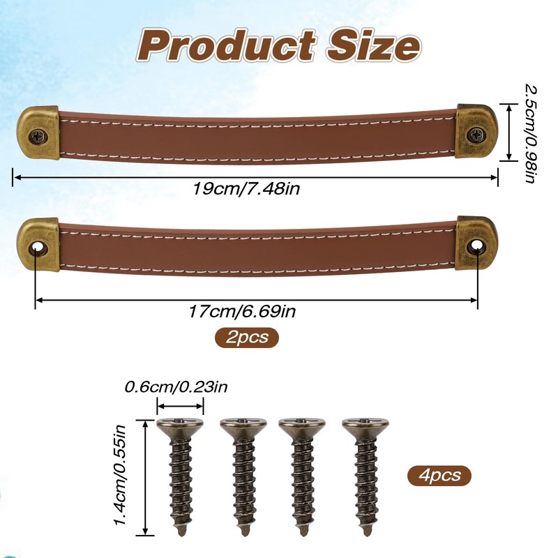 2 Pcs Leather Handles for Drawers Leather Trunk Handles Leather