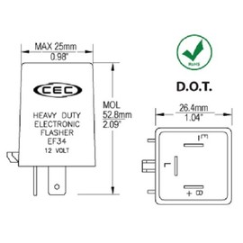 CEC Industries EF34 Electronic Turn Signal Flasher Relay 3-Prong