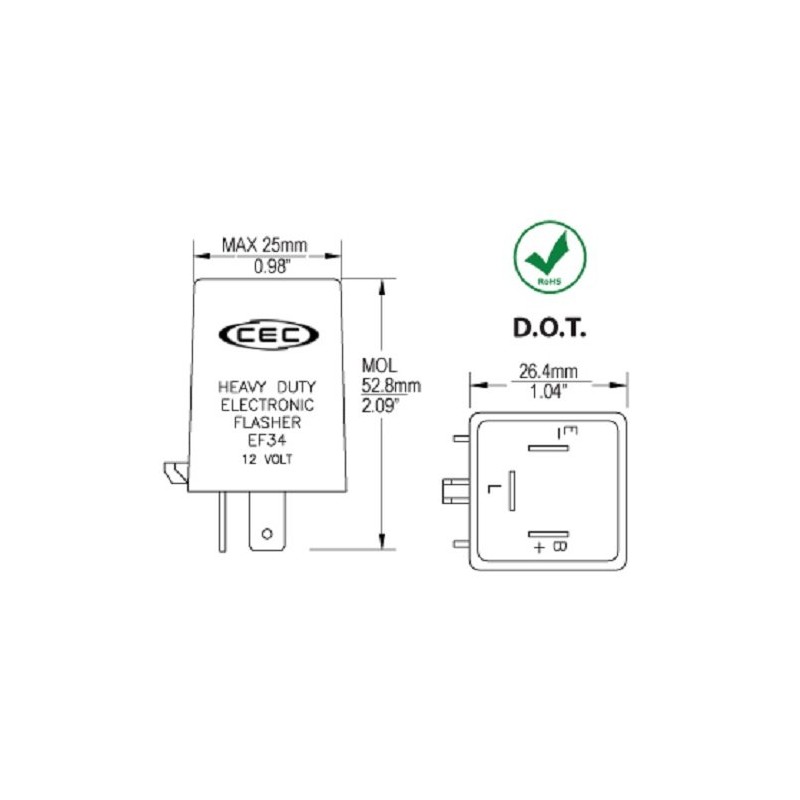 CEC Industries EF34 Electronic Turn Signal Flasher Relay 3-Prong