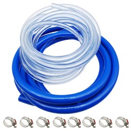 Beer Gas Line Include 10ft Length 3/16 Beer Line，10ft Length 5/16 Blue Gas Line，with 8 Hose Clamps for Homebrewing, Kegerator, Draft Systems