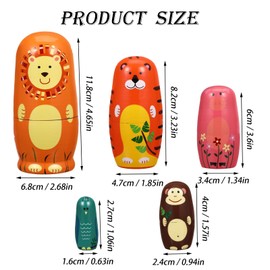 Whcctl 5er-Satz Matroschka, Matroschka für Kinder, Matroschka Puppen, Russische Nistpuppen, Matrjoschka Puppen Holz, für die Dekoration oder als Geschenk (Tiger)
