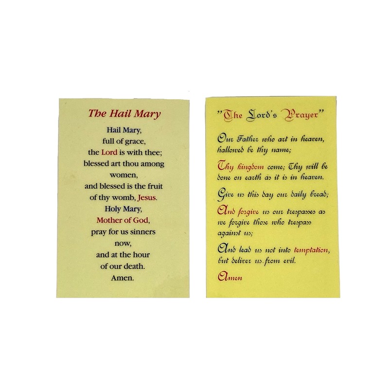 The Hail Mary and The Lord's Prayer Laminated Holy Card
