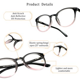 LifeArt Blue Light Blocking Glasses, Anti Eyestrain, Computer Reading Glasses with Spring Hinge, Gaming Glasses, TV Glasses for Women Men, Anti Glare (Black Purple, +0.25 Magnification)