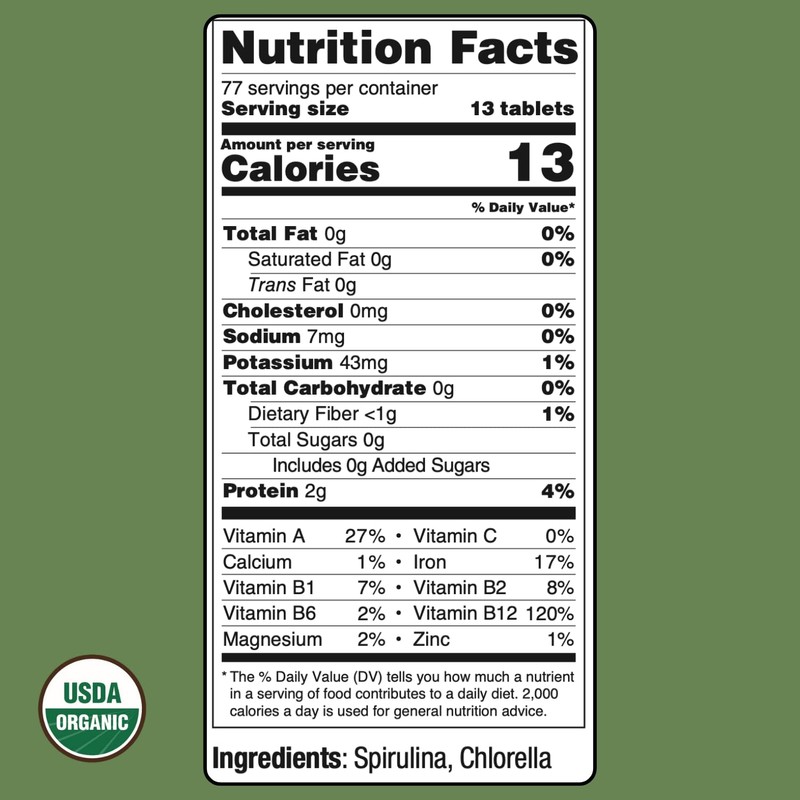 On Target Living Organic Spirulina Chlorella | Supergreens | USDA