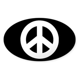 CafePress Peace Sign Sticker (Black) Oval Car Bumper Sticker