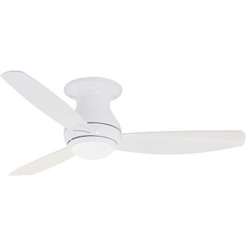Kathy Ireland Home Curva Sky LED Outdoor Ceiling Fan with Light Kit, 52 Inch | Modern Fixture with 6-Speed Remote Control | Low Profile with Downrod Mount, Appliance White (Appliance White)