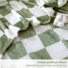 Viviland Checkered Throw Blanket, Sage Green Microfiber Soft Cozy Fluffy