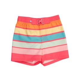 RUGGEDBUTTS Boys UPF50+ Sun Protection Striped Color Block Swim Trunks - Ice Cream Stripe, 12-18m