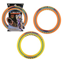 Lanard The Ultimate Tech Rings (11") Soft Rubber Edged Flexible Flying Aero Discs Ultimate Pro Glider Toss Game for Kids and Adults (Three Rings (Random Colors))