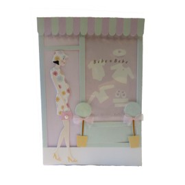 Meri Meri 5"x 7" Pregnant Woman Walking Past Baby Stores with 3d Elements. "Great Expectations" Printed Inside