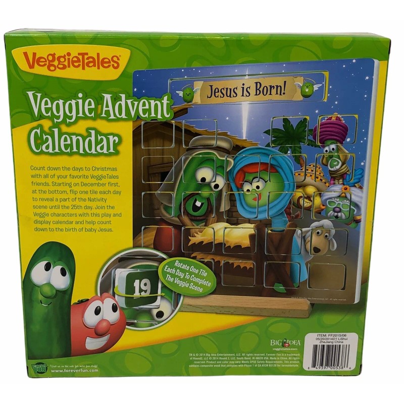 VeggieTales Veggie Advent Calendar Wood Display Religious Countdown Christmas