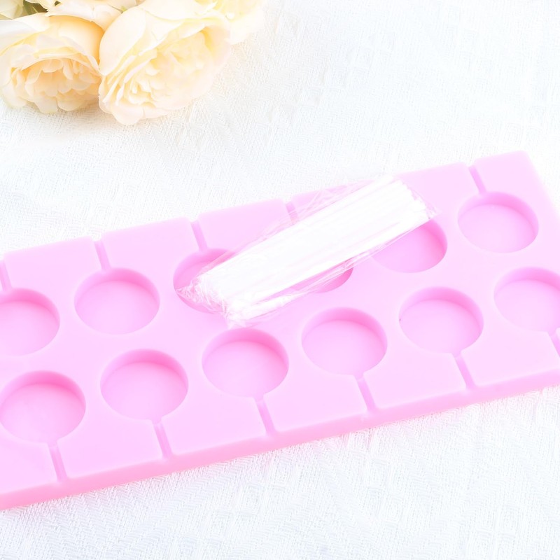 EPYHREHM 12-Cavity Round Silicone Chocolate Molds Lollipop Hard Candy Mold