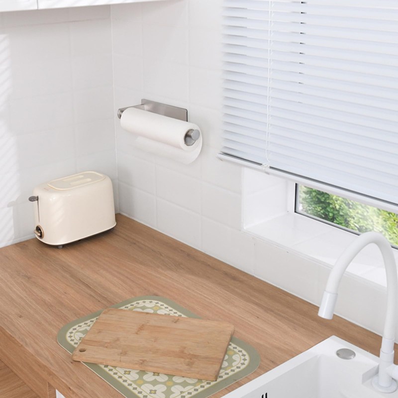 Wowfill Kitchen Paper Holder Magnet Stainless Steel Towel Bar Folding